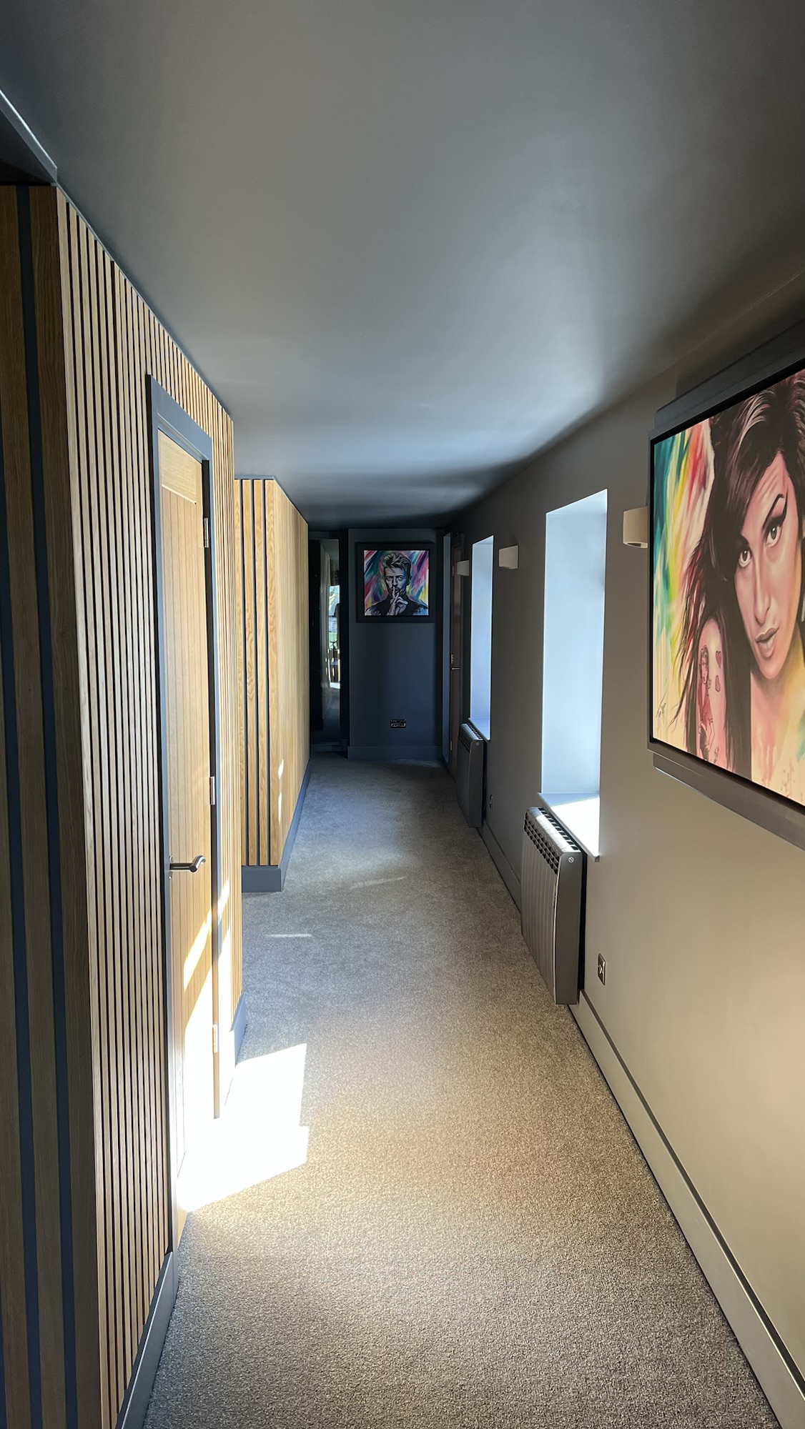 Hallway colour drenched in a rich dark grey